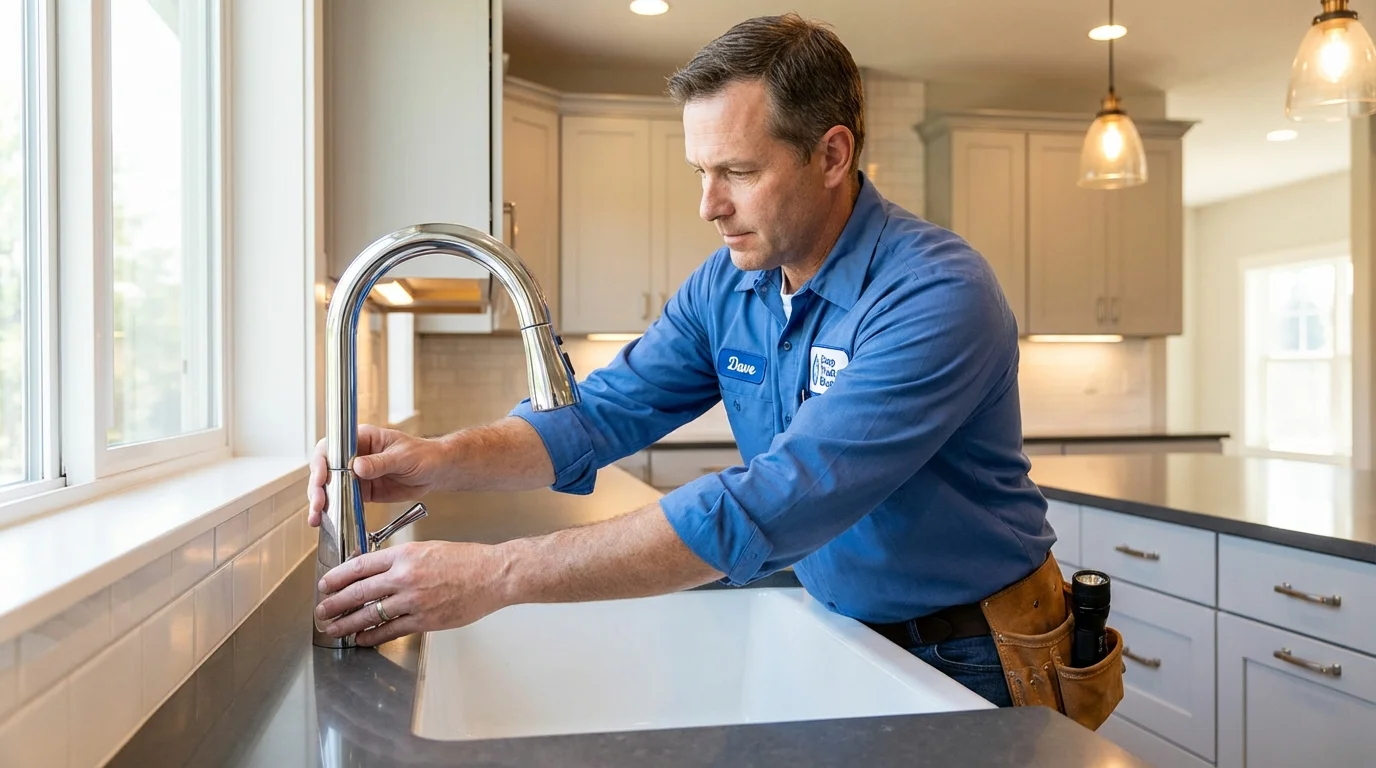 Kitchen faucet installation by Johns Plumbing LLC in Commercial Point