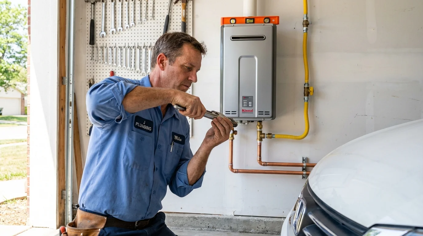 Tankless water heater installation by a Johns Plumbing LLC plumber in Commercial Point